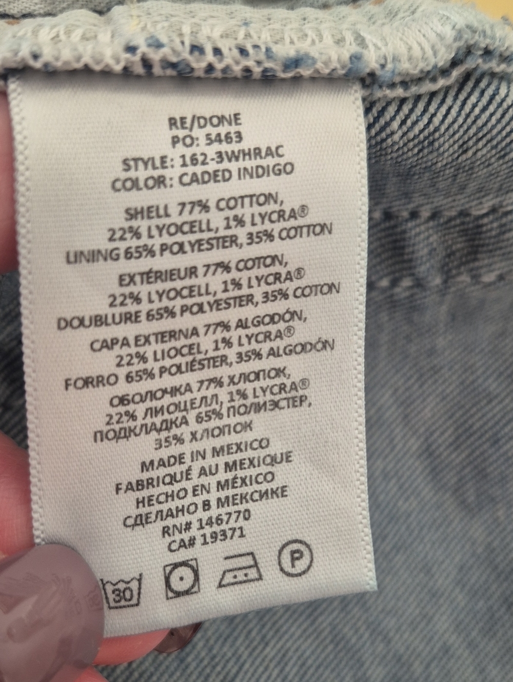 RE/DONE Salvage High Rise Straight Leg Crop Jeans Blue Wash Button Fly Size 30 - Picture 8 of 8